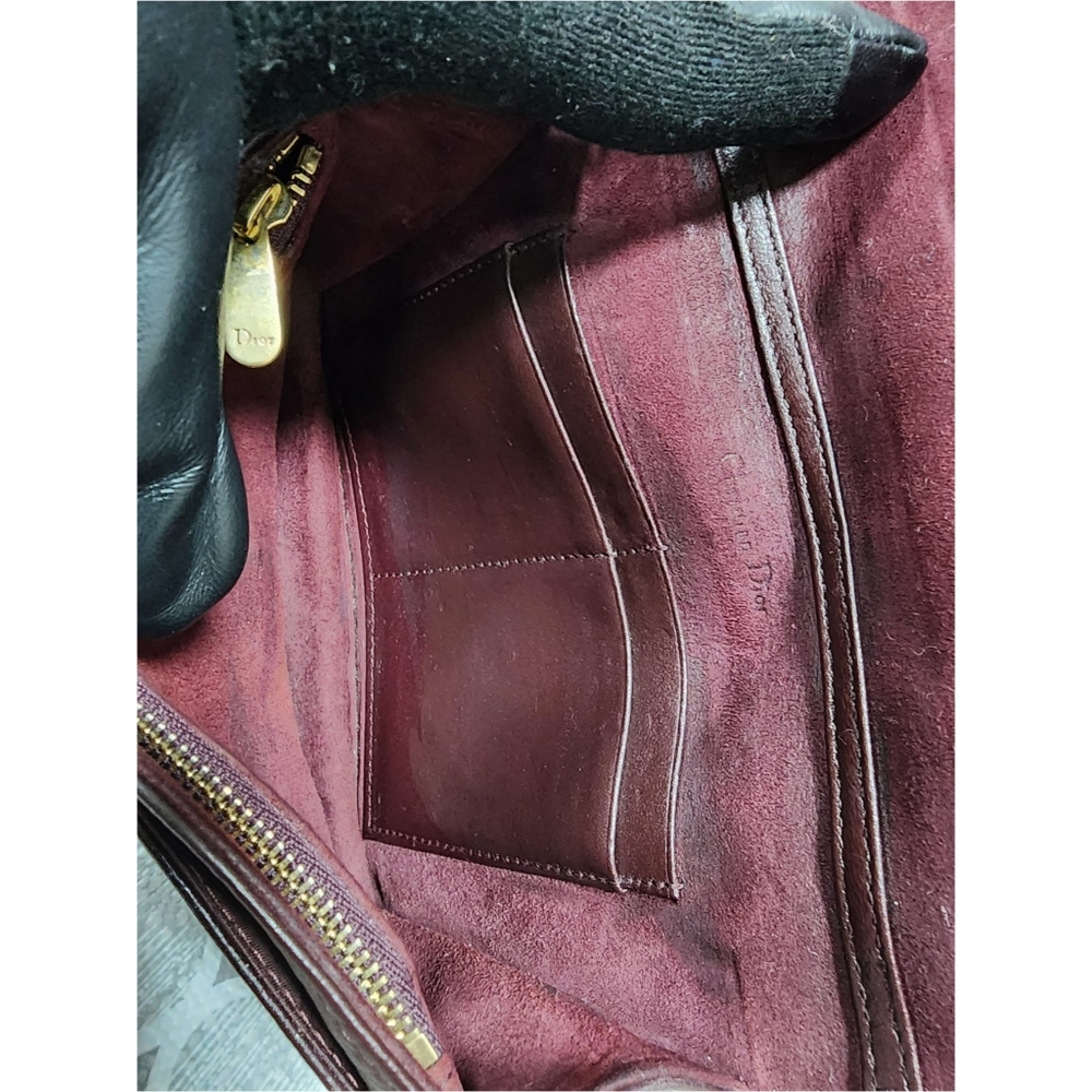 CHRISTIAN DIOR Grained Calfskin Leather Diorama Crossbody Bag Dark Burgundy - Picture 16 of 16